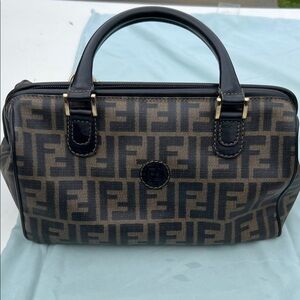 Fendi Black and Brown Boston Bag